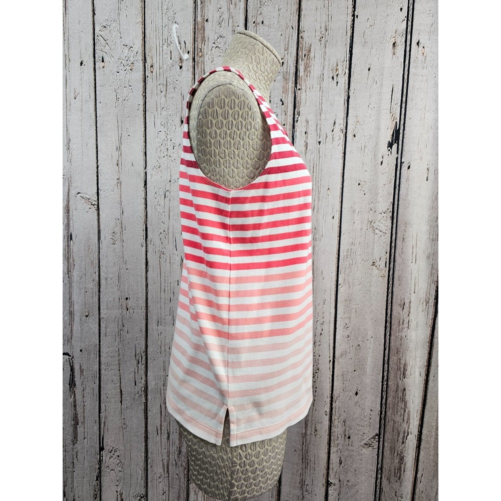 TALBOTS Petite MP Red Pink Striped‎ Criss Cross Tank Top Blouse Women's NW - Picture 2 of 7